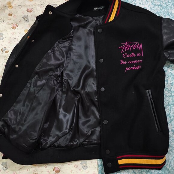 Stussy Black Baseball Jacket - Picture 3 of 14